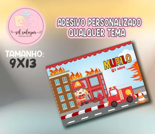 Adesivo Sacolinha P - Bombeiros Cute
