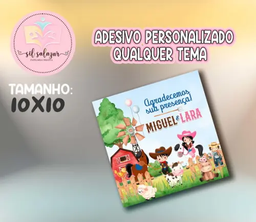 Adesivo Sacolinha P - Fazendinha Menino e Menina