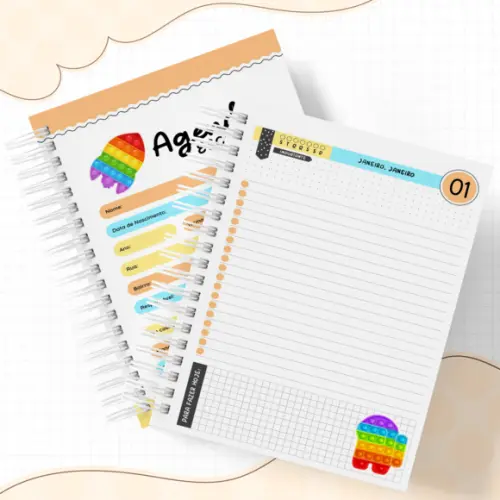 Agenda Escolar 2026 - Pop It Colorido (1dpp)