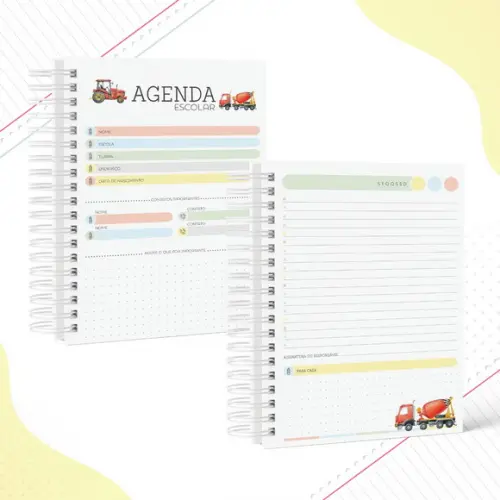Agenda Escolar 2026 -construção Não Datada -1 Dia Por Pagina