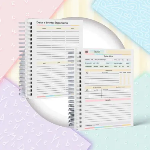Agenda Escolar ou Baby Datada 2026 - Dino Trio Puket