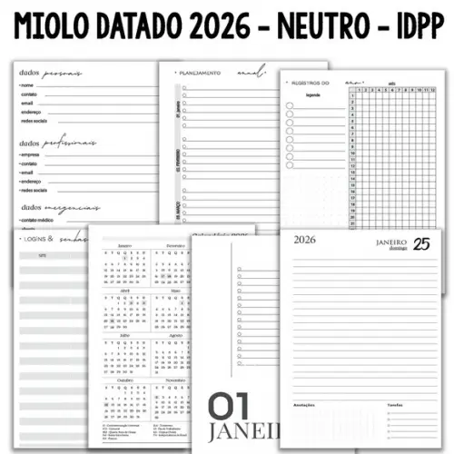 Agenda Neutra Datada - 2026