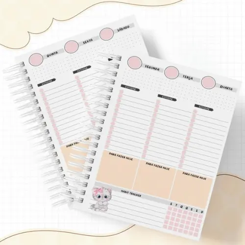 Agenda Rotina de Estudos - Gatinho