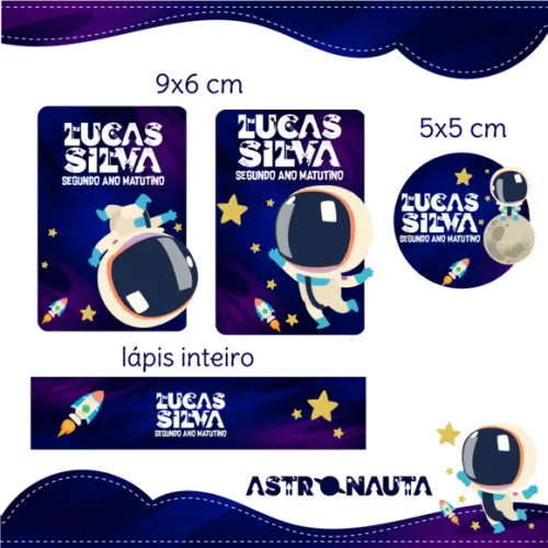 Arquivo digital Etiqueta Escolar - Astronauta