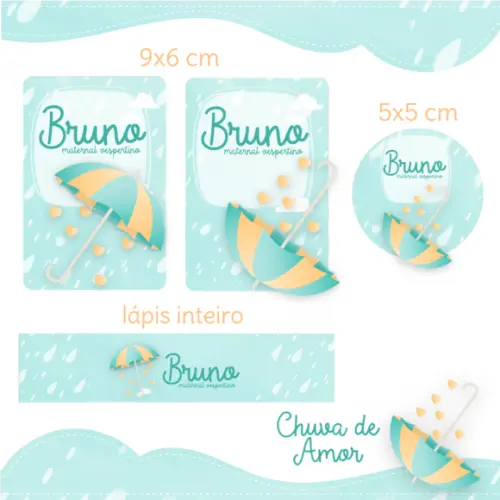 Arquivo Digital Etiqueta Escolar - Chuva de Amor Menino