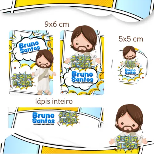 Arquivo digital Etiqueta Escolar - Jesus Meu Herói