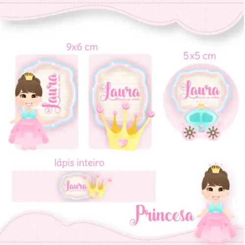 Arquivo digital Etiqueta Escolar - Princesa