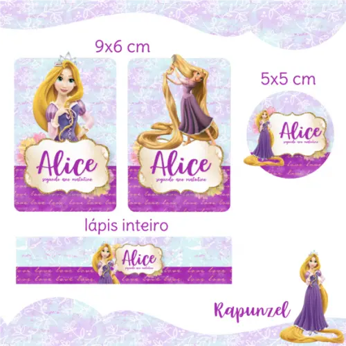 Arquivo digital Etiqueta Escolar - Rapunzel