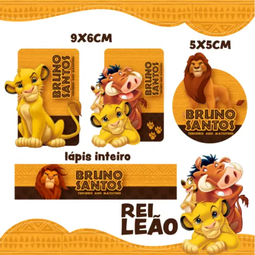 Arquivo digital Etiqueta Escolar - Rei Leão