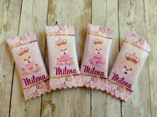 Bala Personalizada - Ursinha Princesa (100un)