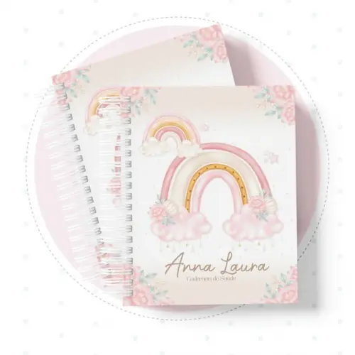 Caderneta de Vacina - Arco Iris Menina + Chaveiro