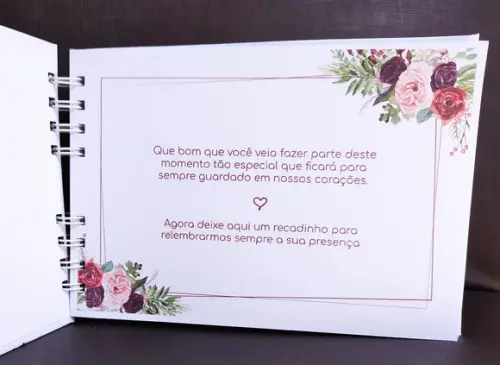 Caderno Assinatura E Mensagens - Casamento Marsala