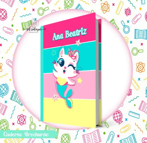 Caderno Brochurão (g) - Gatinha Sereia Puket