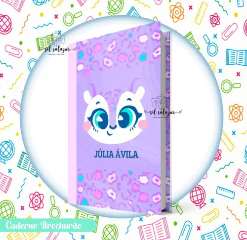 Caderno Brochurão (g) - Oncinha Lilas Puket