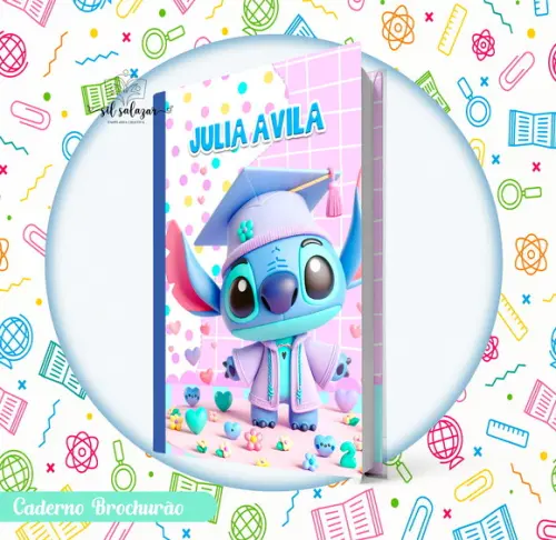 Caderno Brochurão (g) - Stitch Estudante 06