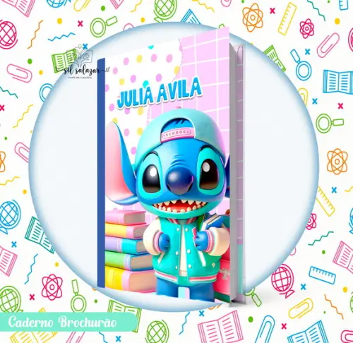 Caderno Brochurão (g) - Stitch Estudante 02