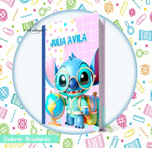Caderno Brochurão (g) - Stitch Estudante 01