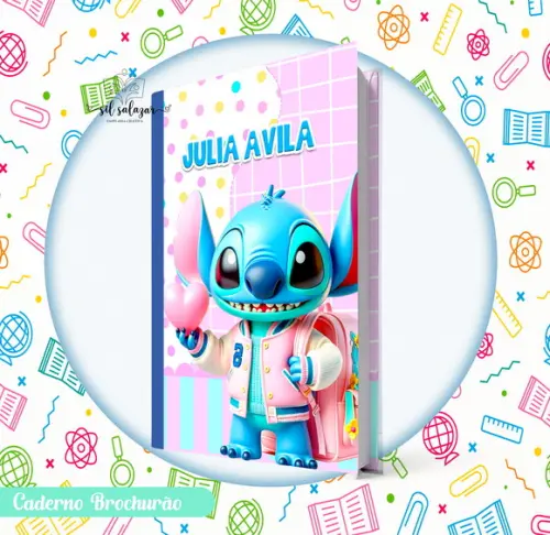 Caderno Brochurão (g) - Stitch Estudante 04