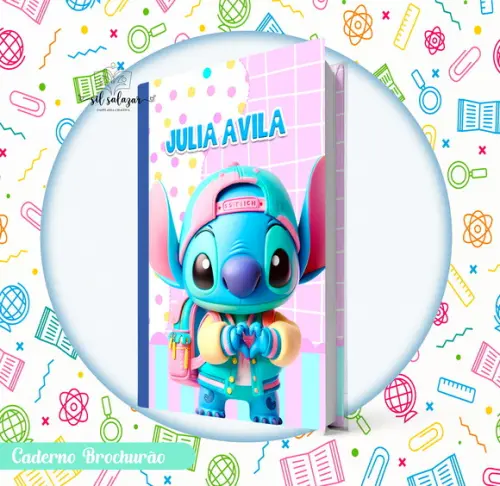 Caderno Brochurão (g) - Stitch Estudante 03