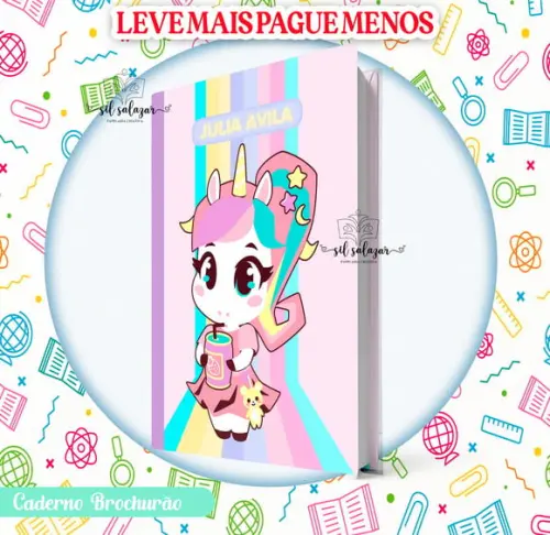 Caderno Brochurão (g) - Unicornio Kawaii Puket (promocional)