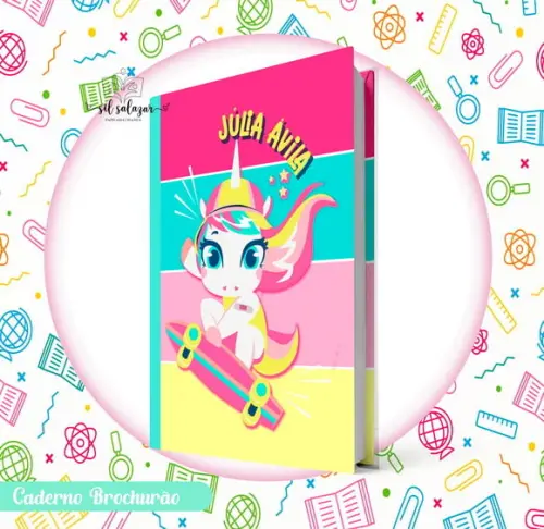 Caderno Brochurão (g) - Unicornio Skate 03 Puket