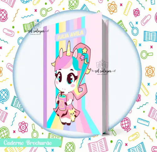 Caderno Brochurão (g) - Unicornio Kawaii Puket