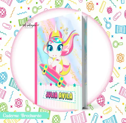 Caderno Brochurão (g) - Unicornio Skate 04 Puket