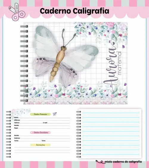 Caderno de Caligrafia - Borboletas