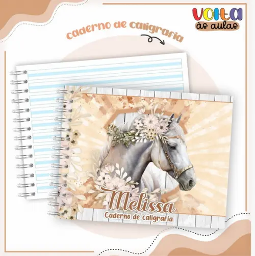 Caderno de Caligrafia - Cavalo Menina