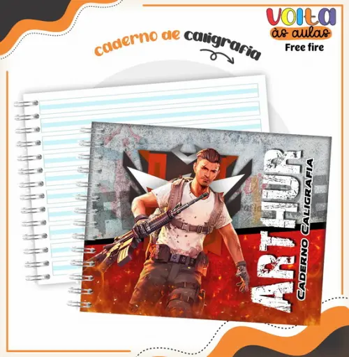 Caderno de Caligrafia - Freefire