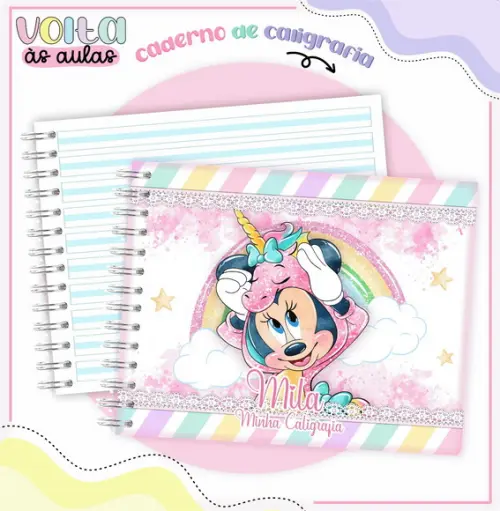 Caderno de Caligrafia - Minnie Unicornio