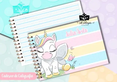 Caderno de Caligrafia - Unicornio