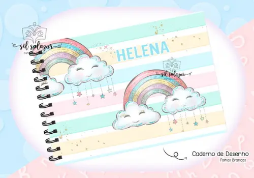Caderno de Desenho - Arco Iris/ Chuva de Amor