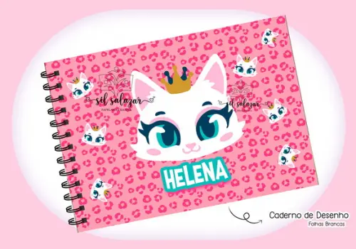 Caderno de Desenho - Gatinha Romantica Puket