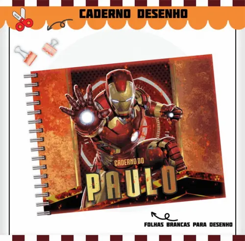 Caderno de Desenho - Homem de Ferro (96 Folhas)