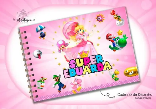Caderno de Desenho - Mario Bross - Princesa Peach