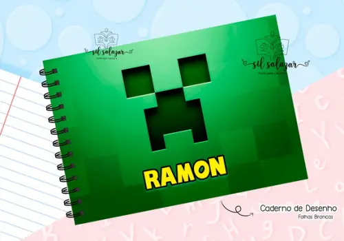 Caderno de Desenho - Minecraft / Creeper