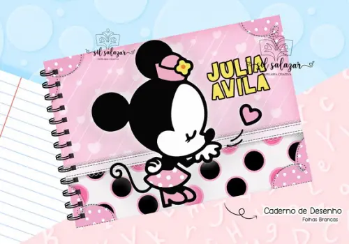Caderno de Desenho - Minnie Rosa 03