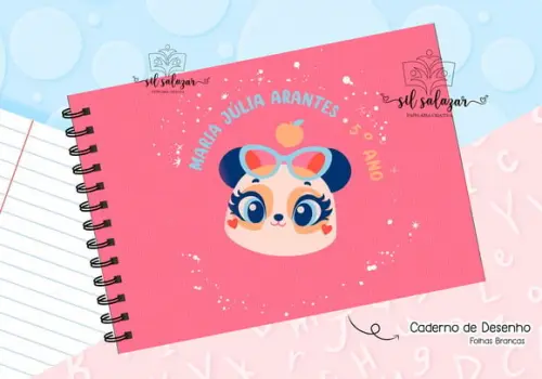 Caderno de Desenho - Panda Romantico Puket