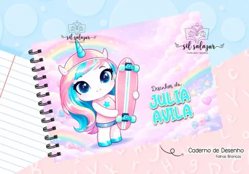 Caderno de Desenho - Unicornio Skate 02