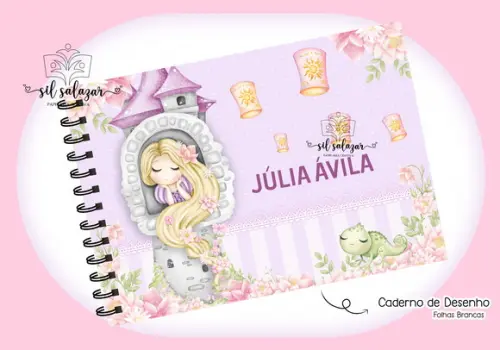 Caderno de Desenho- Rapunzel Aquarela