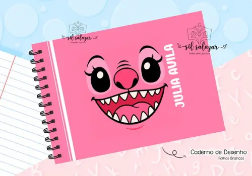 Caderno de Desenho- Stitch / Angel