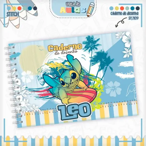 Caderno de Desenho- Stitch Menino