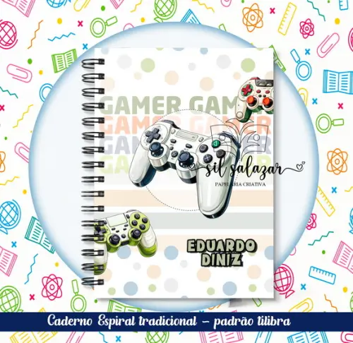 Caderno Espiral Tradicional - Game Menino