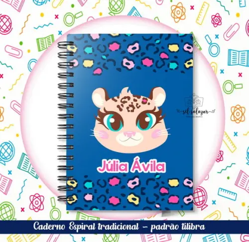 Caderno Espiral Tradicional - Oncinha Azul Puket