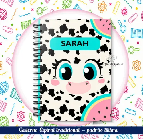 Caderno Espiral Tradicional - Vaquinha Puket