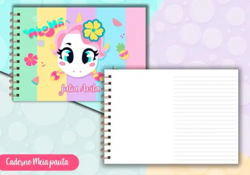 Caderno Meia Pauta - Unicornio Aloha Puket