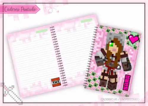 Caderno Universitário - Minecraft Menina