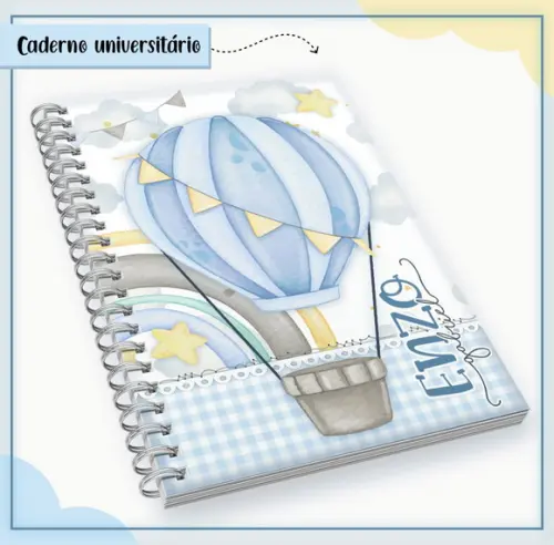 Caderno Universitário Grande - Balões Menino