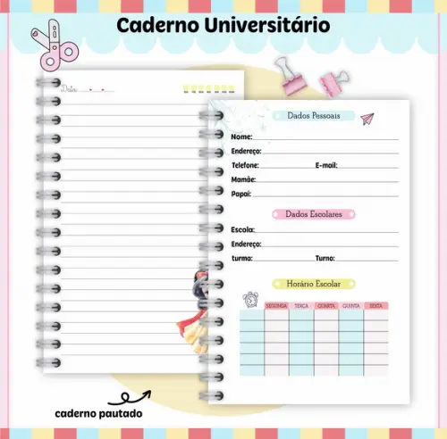 Caderno Universitário Grande - Branca de Neve